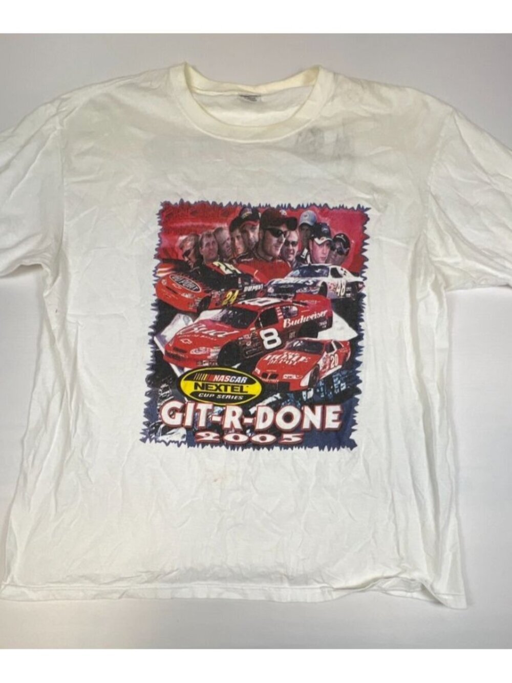 Vintage NASCAR 2005 Nextel Cup Series Git-R-Done T-Shirt Men’s XL Schedule Back